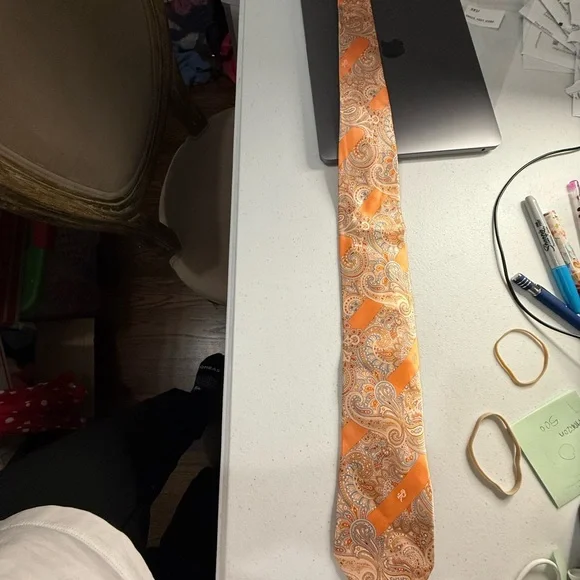Stefano Ricci Orange and Cream Paisley Tie